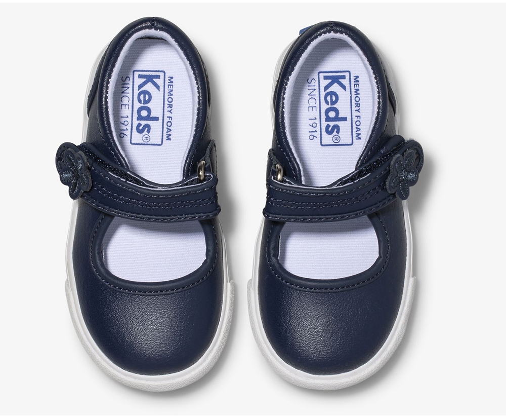 Keds Kids Slip Ons Navy - Ella Mary Jane - 642OHPVST